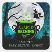 Sticker Carré Un bébé brasse un Baby shower d'Halloween (Devant)