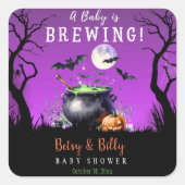 Sticker Carré Un bébé brasse un Baby shower d'Halloween (Devant)