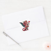 Sticker Carré Un bébé Dragon Rouge Valentine (Enveloppe)