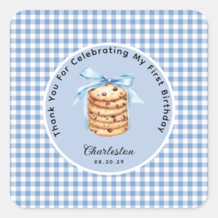 Sticker Carré Un biscuit intelligent Boys premier Merci d'annive