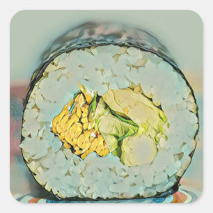 Sticker Carré Un cadeau sushi pour les amateurs de nourriture