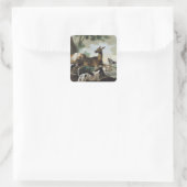 Sticker Carré Un cerf chassé par des chiens, 1725 (Sac)