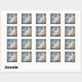 Sticker Carré Un chat blanc qui dort dans une corbeille, (Feuille)