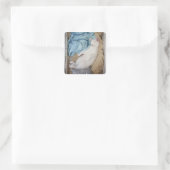 Sticker Carré Un chat blanc qui dort dans une corbeille, (Sac)