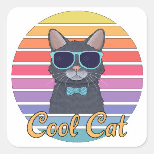 Sticker Carré Un Chat Cool