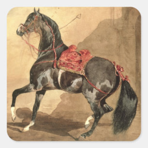 Sticker Carré Un cheval d'Arabie (avec une feuille de papier)