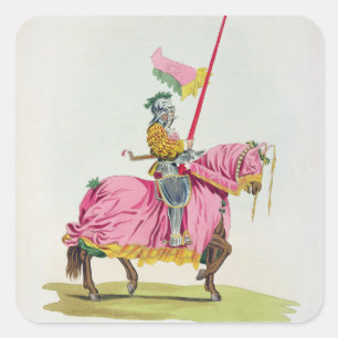 Sticker Carré Un chevalier a armé pour le lien, 1512, gravé pa