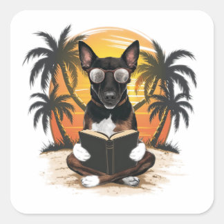 Sticker Carré Un chien d'attraction allemand portant des lunette