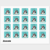 Sticker Carré Un Chiot intelligent (Feuille)