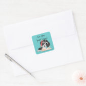 Sticker Carré Un Chiot intelligent (Enveloppe)