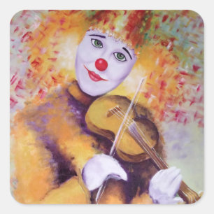 Sticker Carré Un clown doux jouant du violon