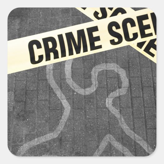 Sticker Carré Un contour d'une personne dans une rue. Meurtre ? (Devant)