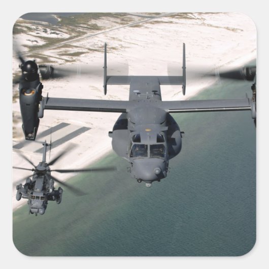 Sticker Carré Un CV-22 Osprey et un MH-53 Pave Low (Devant)