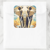 Sticker Carré Un éléphant africain heureux dans un environnement (Sac)