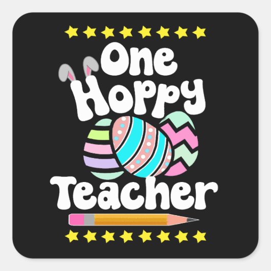 Sticker Carré Un enseignant Hoppy Tutor Eggcellable Pâques Fun (Devant)