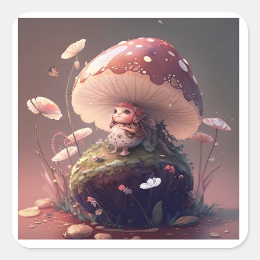 Sticker Carré Un Fae De Champignons Sauvages (Devant)