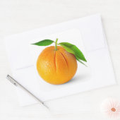 Sticker Carré Un fruit à l'orange avec des feuilles (Enveloppe)