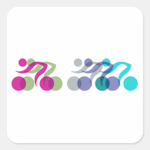 Sticker Carré Un groupe de coureurs