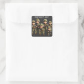 Sticker Carré Un Groupe D'Enfants En Camouflage De L'Armée Unifo (Sac)