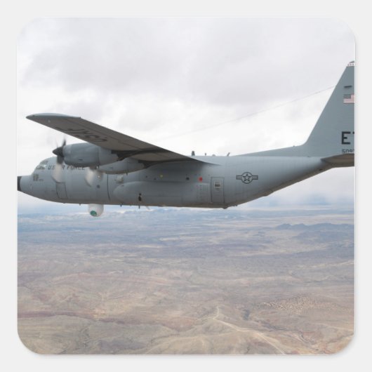 Sticker Carré Un Hercules C-130 s'envole dans le ciel (Devant)