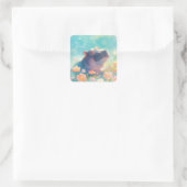 Sticker Carré Un hippopotame en fleurs florales (Sac)