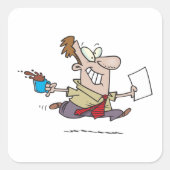 Sticker Carré Un Homme Coule Avec Du Café (Devant)