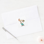 Sticker Carré Un Homme Drôle Mange Un Sandwich