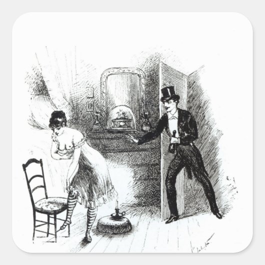 Sticker Carré Un homme visite une prostituée (Devant)