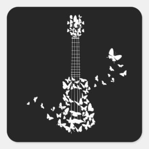 Sticker Carré Un Instrument À Quatre Chaînes Ukulele Avec Beau