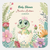 Sticker Carré un joli petit Dinosaure Aquarelle Hatching Bientôt (Devant)