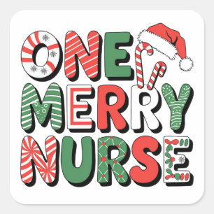 Sticker Carré Un joyeux Noël d'infirmière