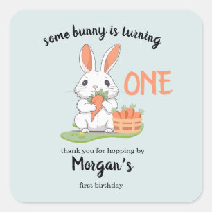 Sticker Carré Un Lapin Est Un Garçon Filles 1Er Anniversaire