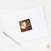 Sticker Carré Un Magnolia sur le Velours Rouge, célèbre peinture (Enveloppe)