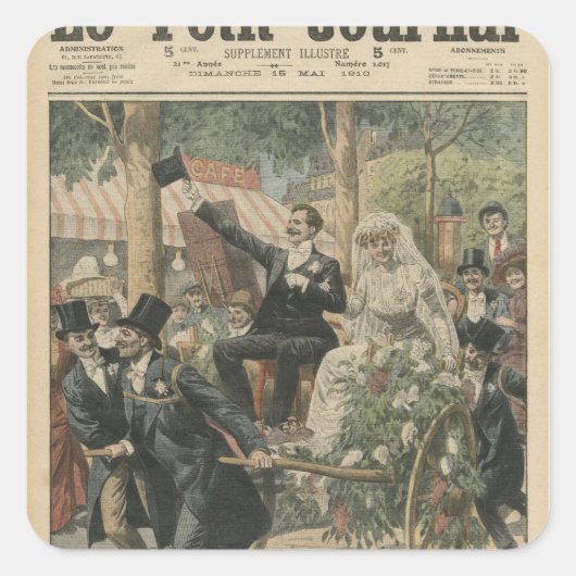Sticker Carré Un mariage sur un chariot à main (Devant)