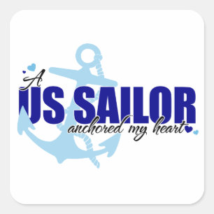Sticker Carré Un marin ancré dans mon coeur