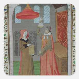 Sticker Carré Un médecin qui examine l'urine de St. Elizabeth