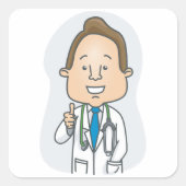 Sticker Carré Un médecin souriant qui donne des pouces avec du s (Devant)