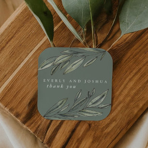 Sticker Carré Un Merci À feuillage persistant romantique à privi