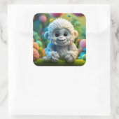 Sticker Carré Un mignon bébé Yeti fait de fil (Sac)