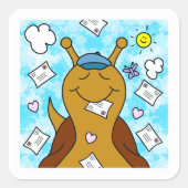 Sticker Carré Un mignon escargot vous avez du courrier (Devant)