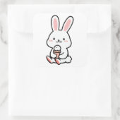 Sticker Carré un mignon lapin avec de la glace (Sac)