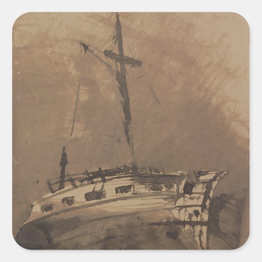 Sticker Carré Un navire en mer agitée, 1864 (Devant)