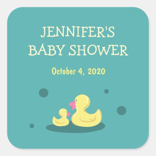 Sticker Carré Un nouveau bébé à aimer Baby shower de canard Stic (Devant)