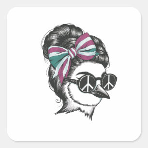 Sticker Carré un oiseau aux cheveux élégamment stylisés