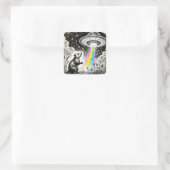 Sticker Carré Un opossum et un OVNI (Sac)