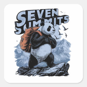 Sticker Carré Un ours en panda debout sur un terrain rocheux