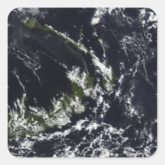 Sticker Carré Un panache volcanique de la caldera Rabaul (Devant)