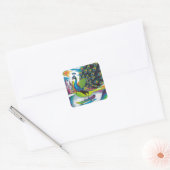 Sticker Carré Un paon de skateboard (Enveloppe)