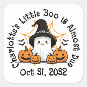 Sticker Carré Un petit Baby shower Boo Halloween (Devant)