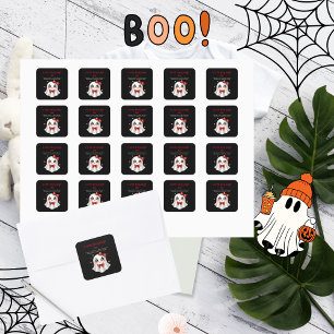 Sticker Carré Un petit Baby shower d'Halloween Booh